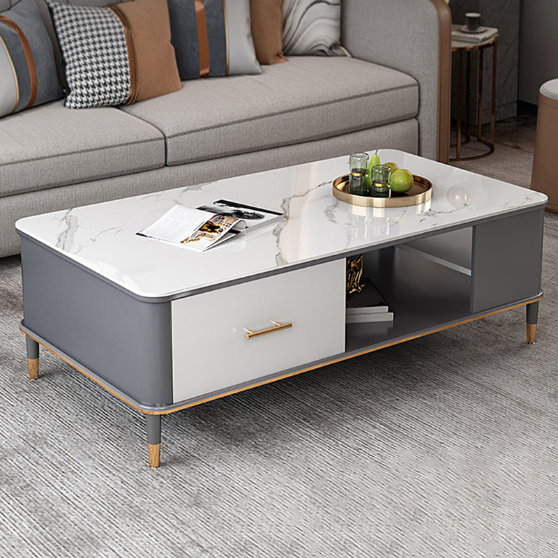 Mesa de centro Glam de 17" de alto, mesa de cóctel rectangular con cajón