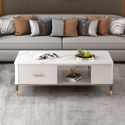 Mesa de centro Glam de 17" de alto, mesa de cóctel rectangular con cajón