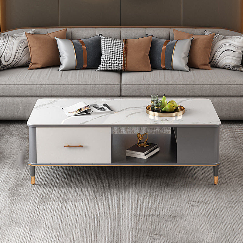 Mesa de centro Glam de 17" de alto, mesa de cóctel rectangular con cajón