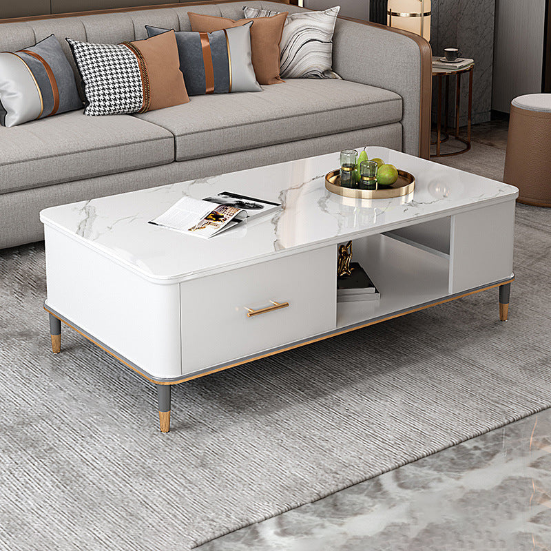 Mesa de centro Glam de 17" de alto, mesa de cóctel rectangular con cajón