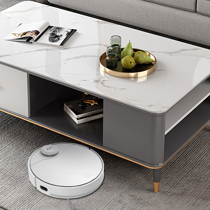 Mesa de centro Glam de 17" de alto, mesa de cóctel rectangular con cajón