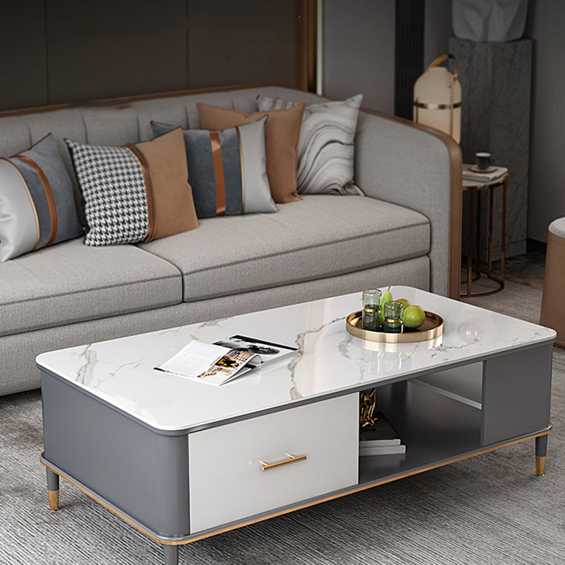 Mesa de centro Glam de 17" de alto, mesa de cóctel rectangular con cajón
