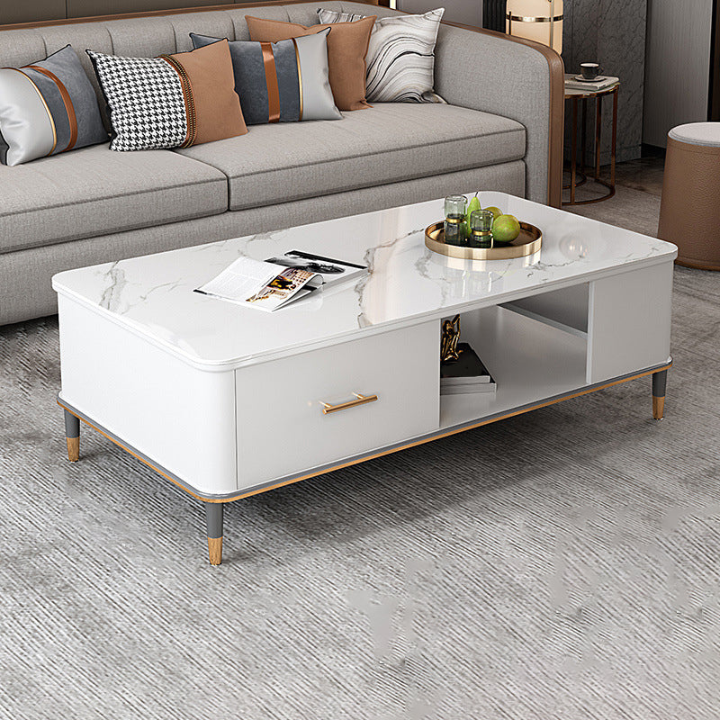 Mesa de centro Glam de 17" de alto, mesa de cóctel rectangular con cajón