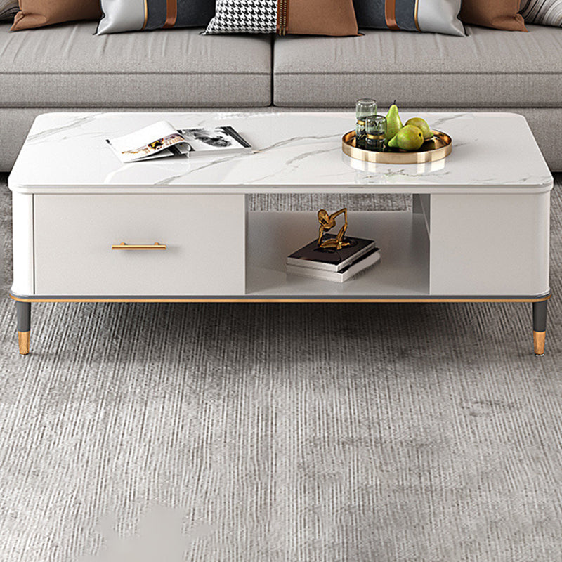 Mesa de centro Glam de 17" de alto, mesa de cóctel rectangular con cajón