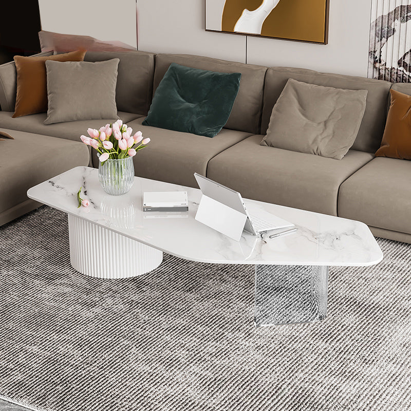 Mesa de centro moderna con patas de acrílico, juego de mesa de centro anidada para sala de estar