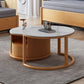 Contemporary Stone Coffee Table Round Coffee Cocktail Table with Storage Drawers 27"L x 27"W x 15"H + 22"L x 22"W x 14"H Natural Clearhalo 'Coffee & Accent Tables' 'Coffee Tables' 'coffee_tables' 'furn' 'furn_coffee_tables' 'Furniture' 'Living Room Furniture' 6637484