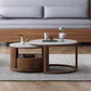Contemporary Stone Coffee Table Round Coffee Cocktail Table with Storage Drawers 27"L x 27"W x 15"H + 22"L x 22"W x 14"H Nut-Brown Clearhalo 'Coffee & Accent Tables' 'Coffee Tables' 'coffee_tables' 'furn' 'furn_coffee_tables' 'Furniture' 'Living Room Furniture' 6637485