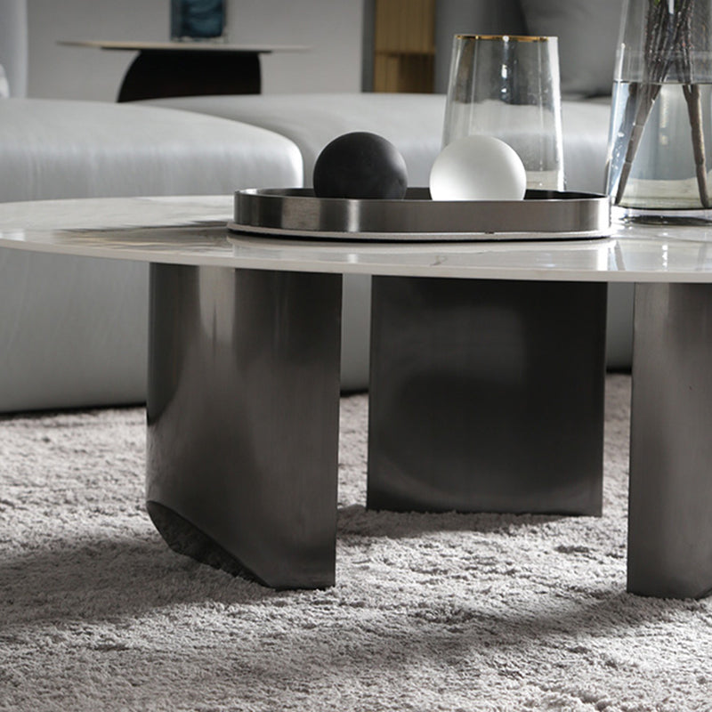 3 Legs Round Slate Coffee Table 13.8" H Modern Cocktail Table Clearhalo 'Coffee & Accent Tables' 'Coffee Tables' 'coffee_tables' 'furn' 'furn_coffee_tables' 'Furniture' 'Living Room Furniture' 6637536