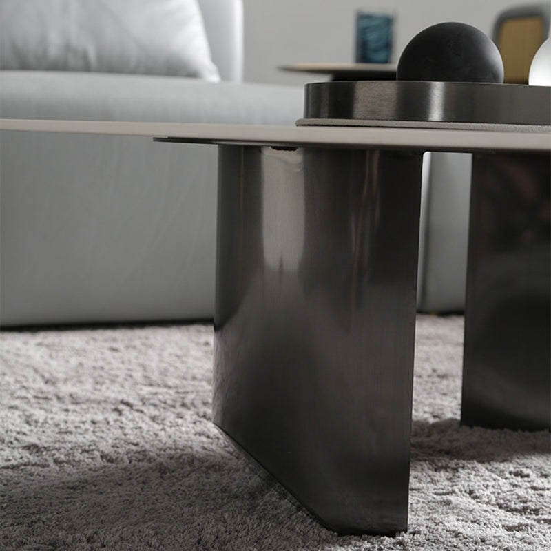 3 Legs Round Slate Coffee Table 13.8" H Modern Cocktail Table Clearhalo 'Coffee & Accent Tables' 'Coffee Tables' 'coffee_tables' 'furn' 'furn_coffee_tables' 'Furniture' 'Living Room Furniture' 6637537