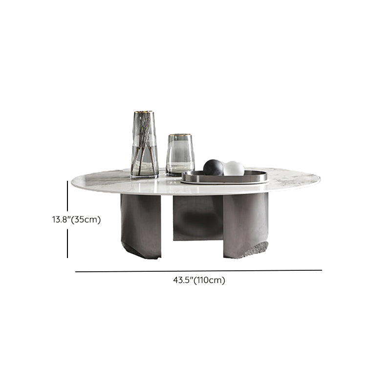 3 Legs Round Slate Coffee Table 13.8" H Modern Cocktail Table Clearhalo 'Coffee & Accent Tables' 'Coffee Tables' 'coffee_tables' 'furn' 'furn_coffee_tables' 'Furniture' 'Living Room Furniture' 6637542