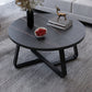 17"H Glam Coffee Table Slate Round Single Coffee Cocktail Table