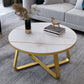 17"H Glam Coffee Table Slate Round Single Coffee Cocktail Table