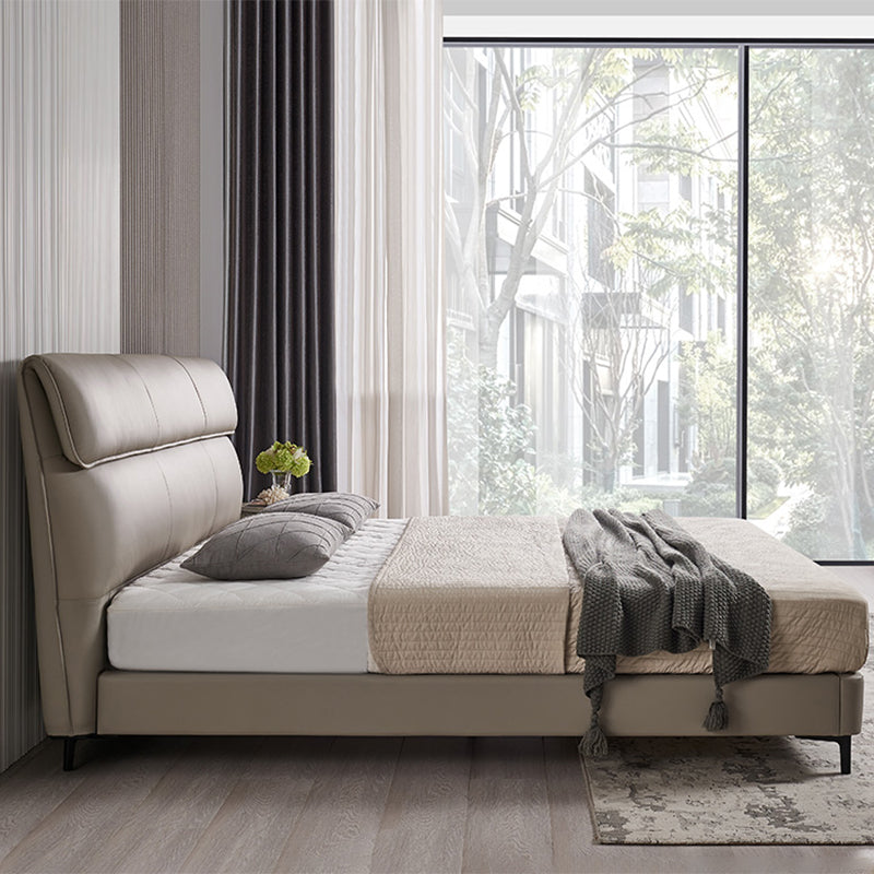 Eigentijdse echte lederen matras inbegrepen met hoofdeinde paneelbed