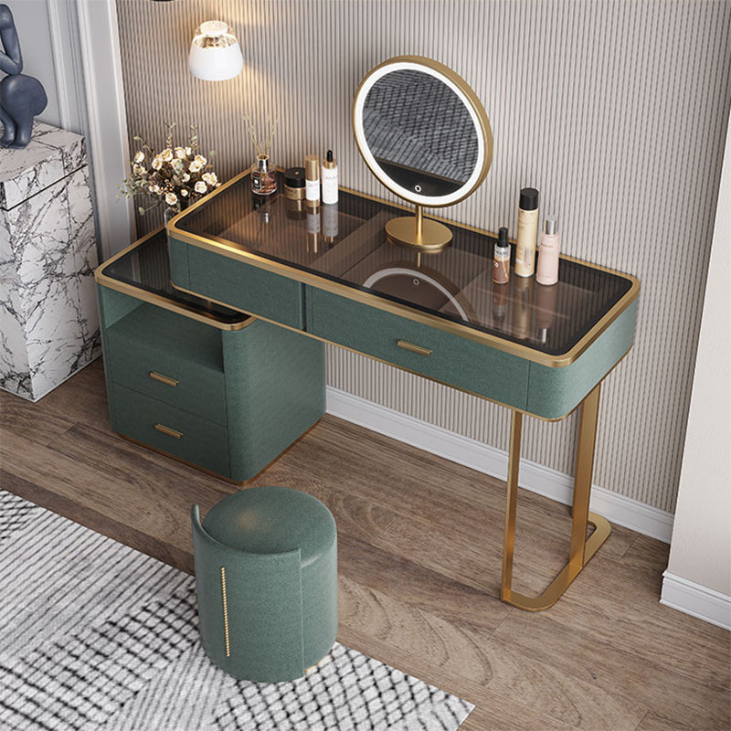 Glas Top Waschtisch 2-Drawer Stuhl Eitelkeit mit Lichternspiegel