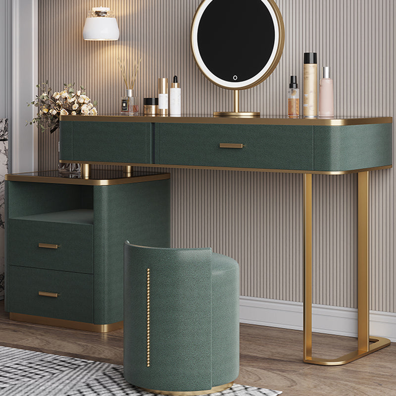 Glas Top Waschtisch 2-Drawer Stuhl Eitelkeit mit Lichternspiegel