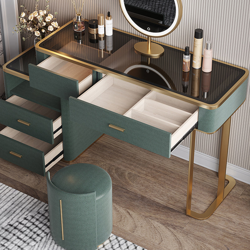 Glas Top Waschtisch 2-Drawer Stuhl Eitelkeit mit Lichternspiegel