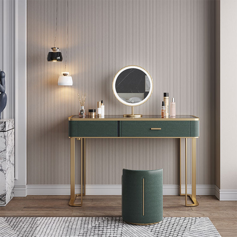 Glas Top Waschtisch 2-Drawer Stuhl Eitelkeit mit Lichternspiegel