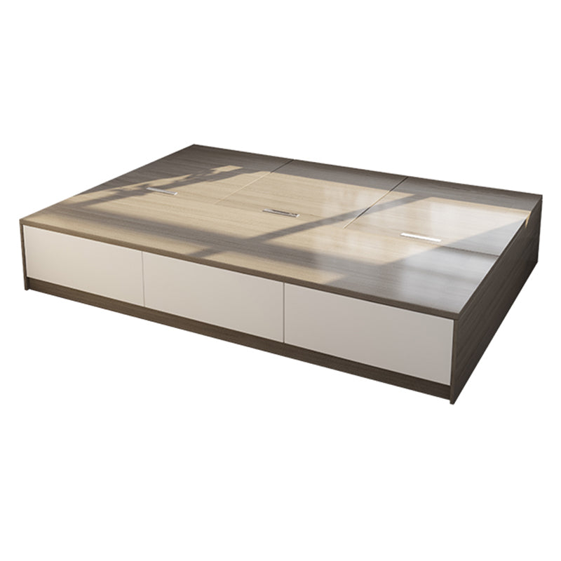 White and Brown Finish Platform Bed Lift Up Storage Platform Bed Frame Clearhalo 'Bedroom Furniture' 'Beds' 'furn' 'furn_beds' 'Furniture' 6637774