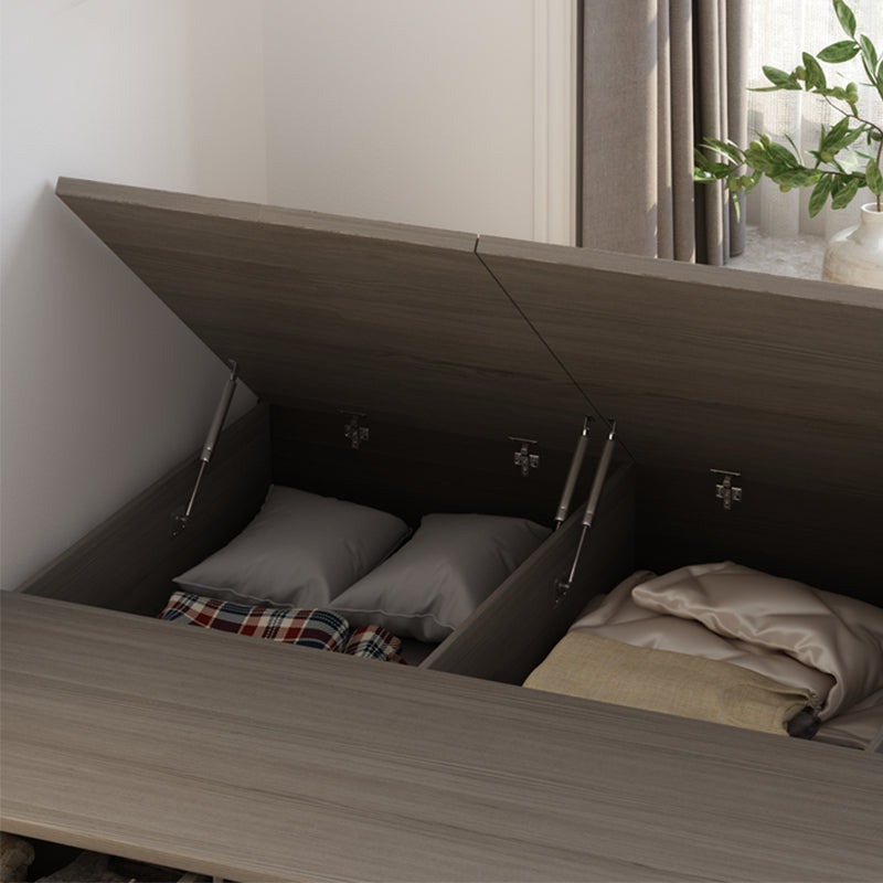 White and Brown Finish Platform Bed Lift Up Storage Platform Bed Frame Clearhalo 'Bedroom Furniture' 'Beds' 'furn' 'furn_beds' 'Furniture' 6637776