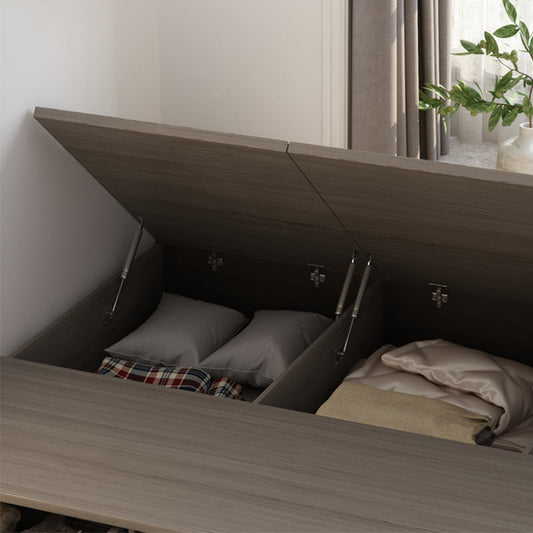 White and Brown Finish Platform Bed Lift Up Storage Platform Bed Frame