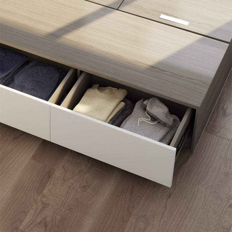 White and Brown Finish Platform Bed Lift Up Storage Platform Bed Frame Clearhalo 'Bedroom Furniture' 'Beds' 'furn' 'furn_beds' 'Furniture' 6637777