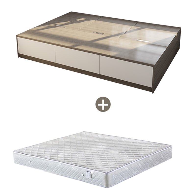 White and Brown Finish Platform Bed Lift Up Storage Platform Bed Frame Clearhalo 'Bedroom Furniture' 'Beds' 'furn' 'furn_beds' 'Furniture' 6637778