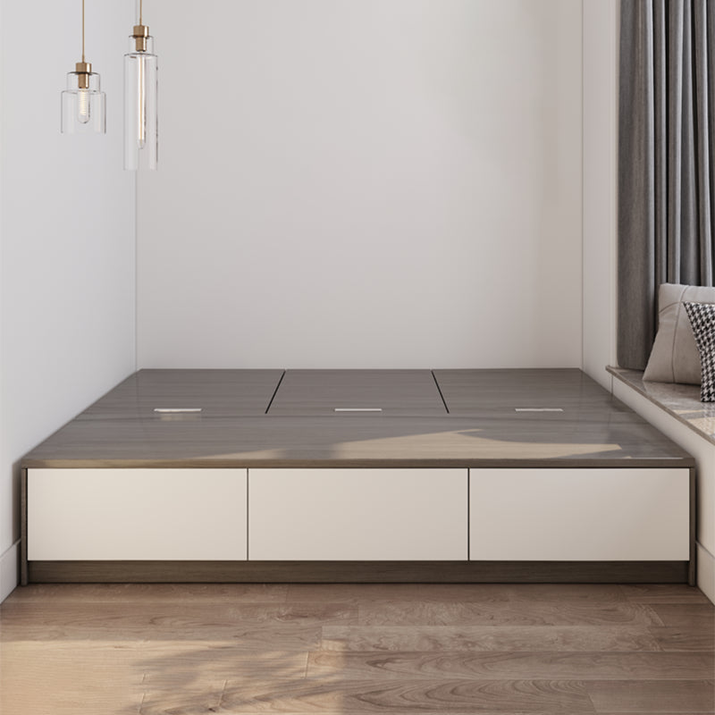 White and Brown Finish Platform Bed Lift Up Storage Platform Bed Frame Full Single Bed Unavailable Clearhalo 'Bedroom Furniture' 'Beds' 'furn' 'furn_beds' 'Furniture' 6637779