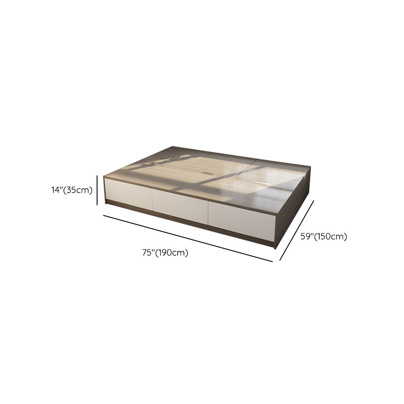 White and Brown Finish Platform Bed Lift Up Storage Platform Bed Frame Clearhalo 'Bedroom Furniture' 'Beds' 'furn' 'furn_beds' 'Furniture' 6637782