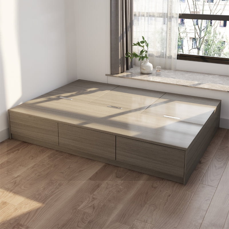 Light Brown Platform Bed Scandinavian 13.77" Tall Bed Frame with Storage Drawers Twin XL Single Bed Unavailable Clearhalo 'Bedroom Furniture' 'Beds' 'furn' 'furn_beds' 'Furniture' 6637787