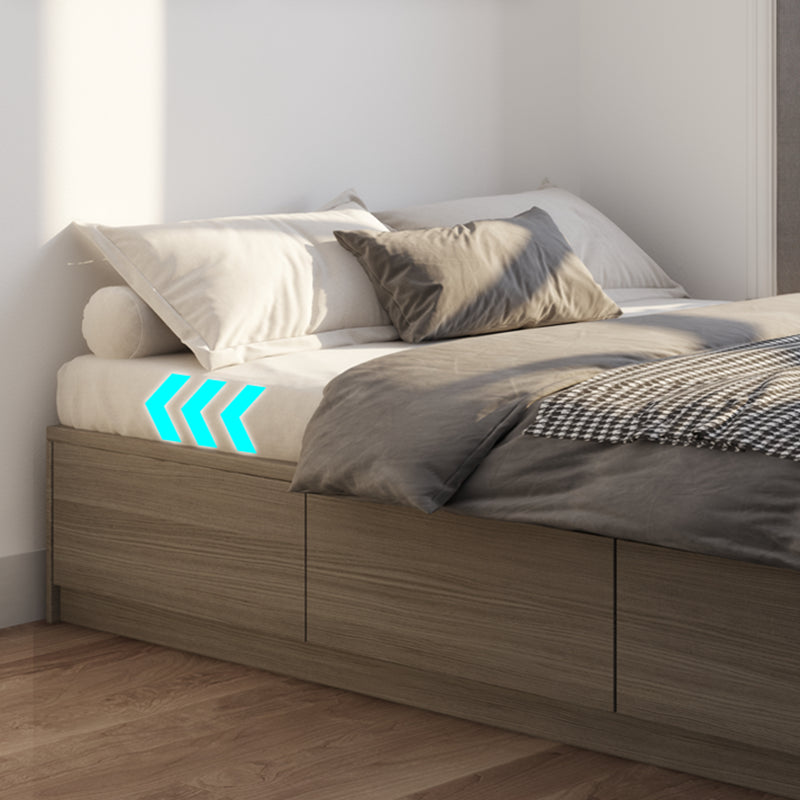 Light Brown Platform Bed Scandinavian 13.77" Tall Bed Frame with Storage Drawers Clearhalo 'Bedroom Furniture' 'Beds' 'furn' 'furn_beds' 'Furniture' 6637789