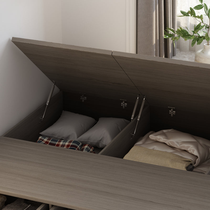 Light Brown Platform Bed Scandinavian 13.77" Tall Bed Frame with Storage Drawers Clearhalo 'Bedroom Furniture' 'Beds' 'furn' 'furn_beds' 'Furniture' 6637790