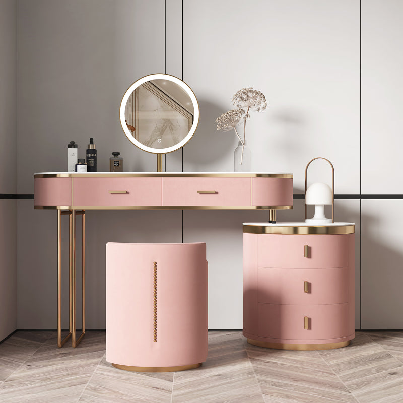 29.52 "Altura Top de pizarra rosa con tocador de maquillaje de cajones