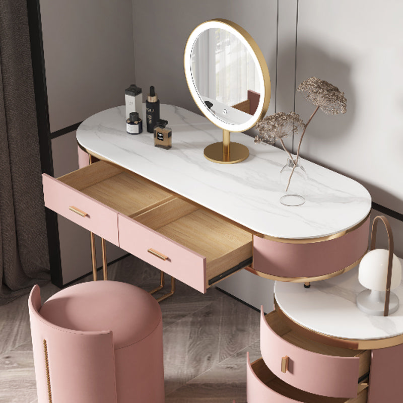 29.52 "Altura Top de pizarra rosa con tocador de maquillaje de cajones