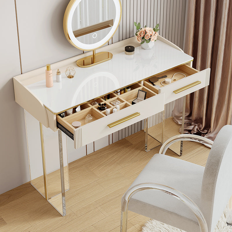 Tavolo da toeletta da top in pietra contemporanea con 2 cassetti e base acrilica