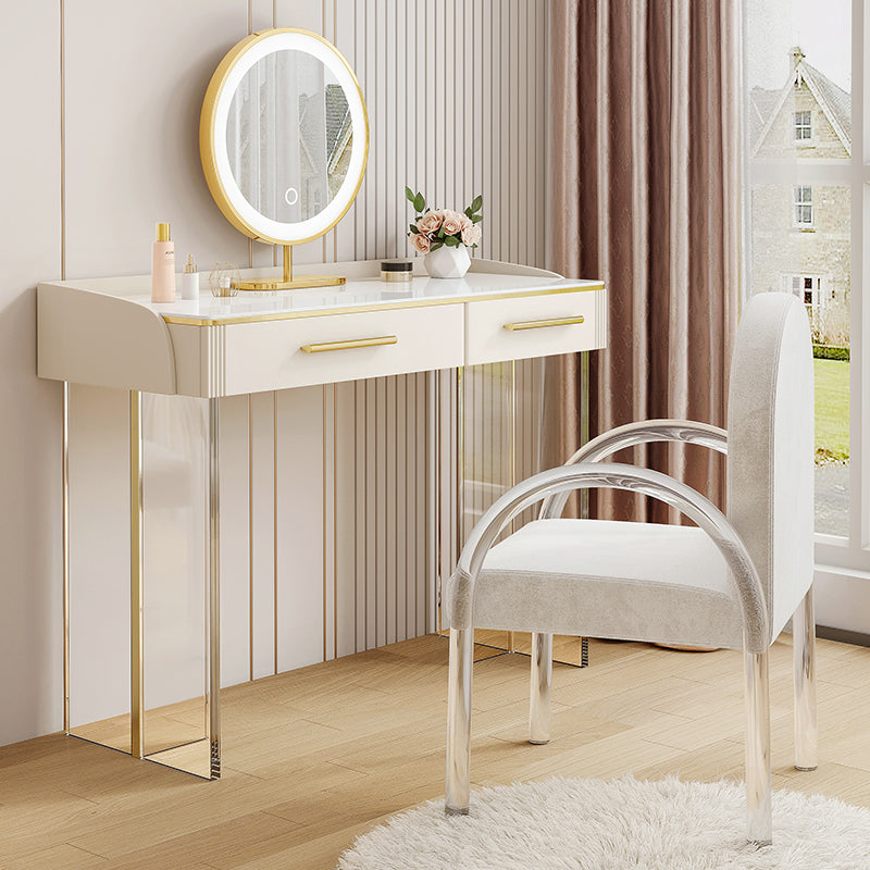 Tavolo da toeletta da top in pietra contemporanea con 2 cassetti e base acrilica