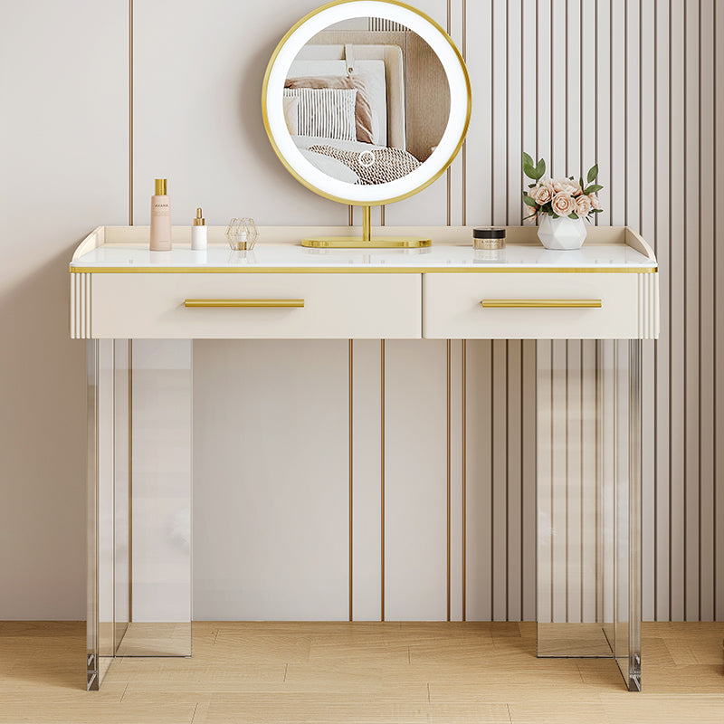 Tavolo da toeletta da top in pietra contemporanea con 2 cassetti e base acrilica