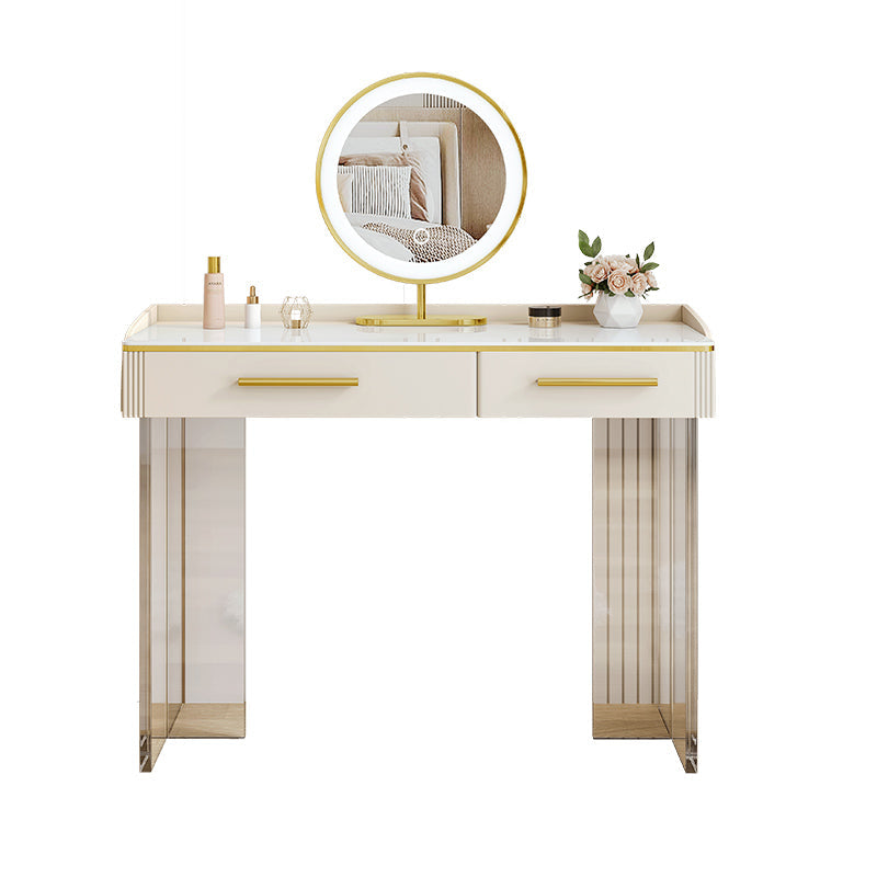 Tavolo da toeletta da top in pietra contemporanea con 2 cassetti e base acrilica