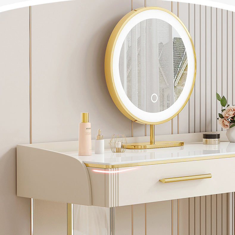 Tavolo da toeletta da top in pietra contemporanea con 2 cassetti e base acrilica