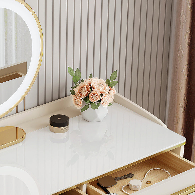 Tavolo da toeletta da top in pietra contemporanea con 2 cassetti e base acrilica