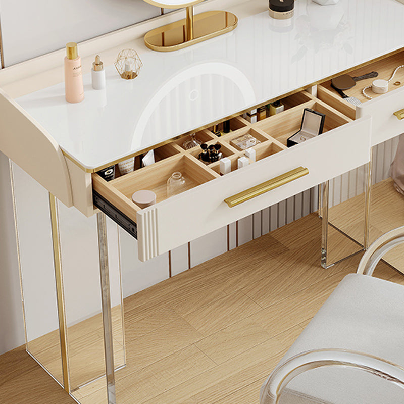 Tavolo da toeletta da top in pietra contemporanea con 2 cassetti e base acrilica