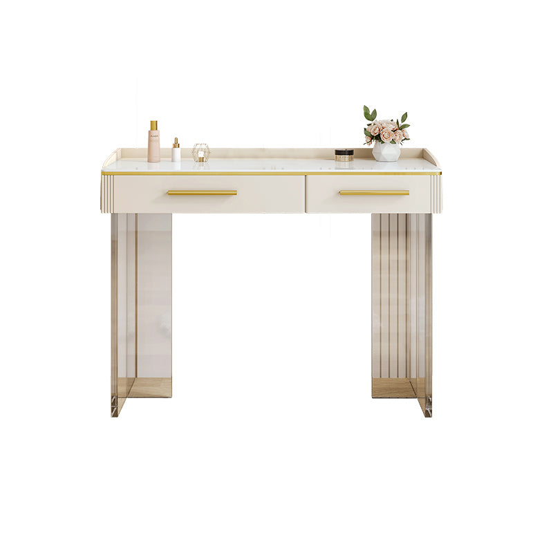 Tavolo da toeletta da top in pietra contemporanea con 2 cassetti e base acrilica