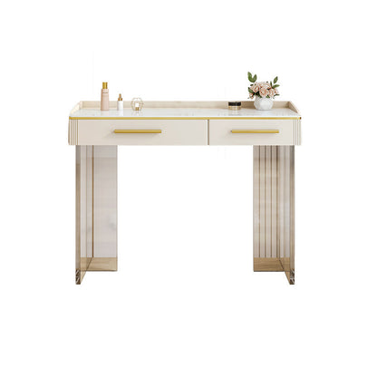 Tavolo da toeletta da top in pietra contemporanea con 2 cassetti e base acrilica