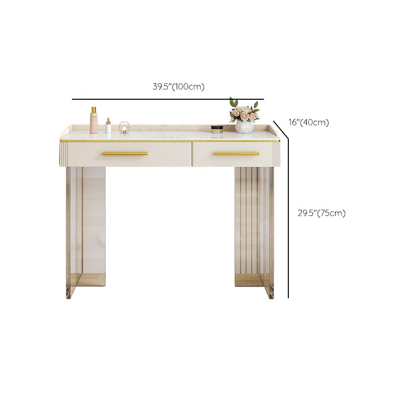Tavolo da toeletta da top in pietra contemporanea con 2 cassetti e base acrilica