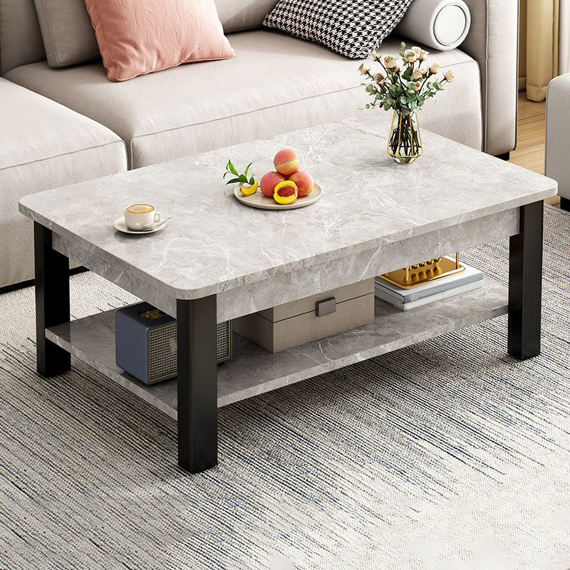 Mesa de centro contemporánea de 16" de alto, mesa de cóctel de café rectangular de piedra