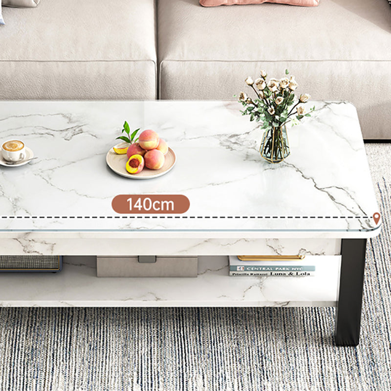 Mesa de centro contemporánea de 16" de alto, mesa de cóctel de café rectangular de piedra