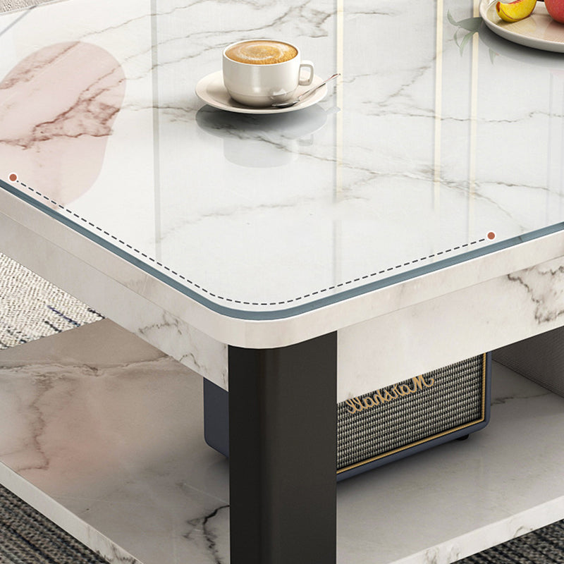 Mesa de centro contemporánea de 16" de alto, mesa de cóctel de café rectangular de piedra