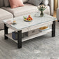 Mesa de centro contemporánea de 16" de alto, mesa de cóctel de café rectangular de piedra