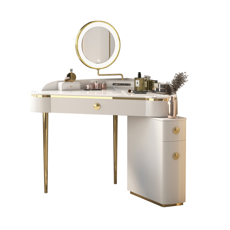 Contemporary Rectangle Make-up Vanity with 3 Drawers and Metal Base