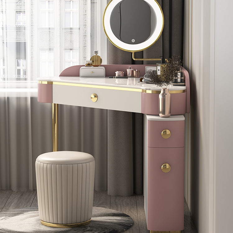 Contemporary Rectangle Make-up Vanity with 3 Drawers and Metal Base