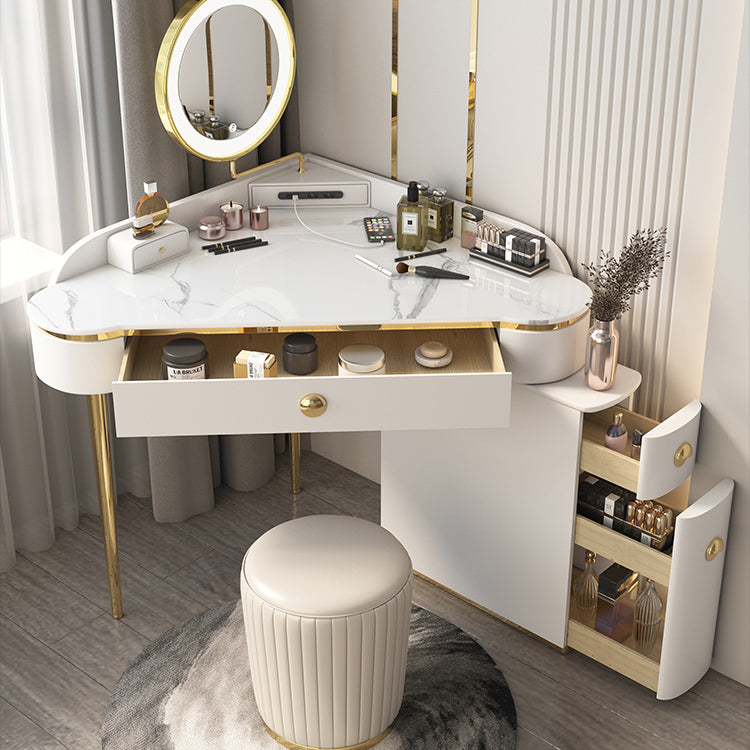 Contemporary Rectangle Make-up Vanity with 3 Drawers and Metal Base